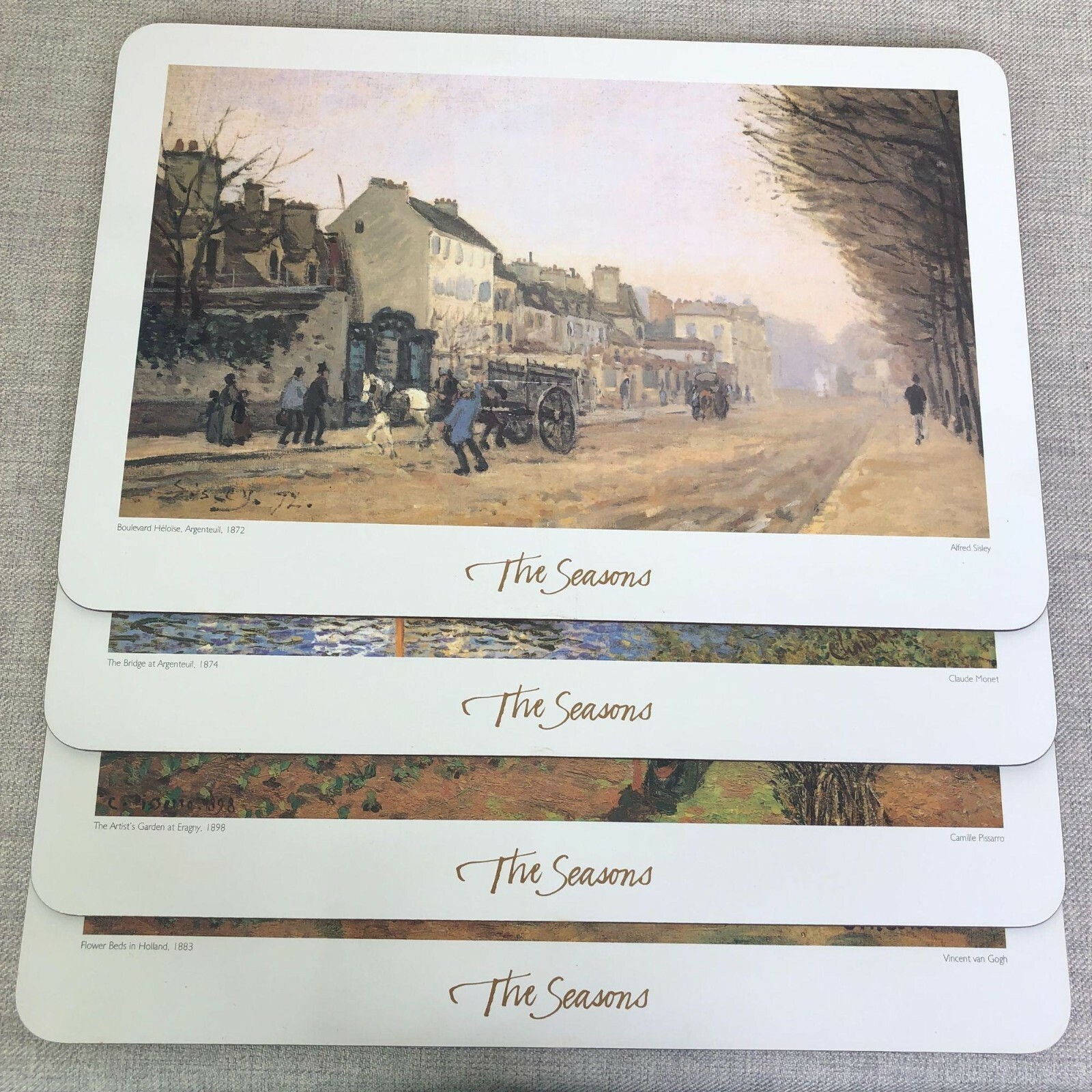 Placemats The Seasons by Famous Artists 4 Rectangular Placemats eBay