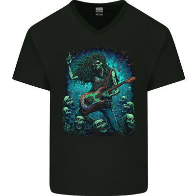 T-shirt Homme Rock Guitare Crâne Guitariste Coton Gildan – Neuf Sans étiquettes