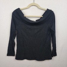 Maurice  s Womens Size Medium Off The Shoulder Long Sleeve Ribbed Shirt Black NWT