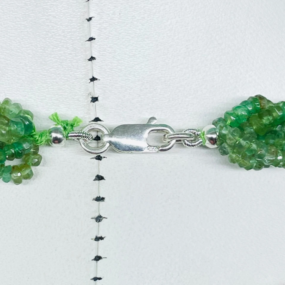 45.7cm Natürlich Sambianischer Smaragd Verdreht Halskette Facettierte Perlen 925 - Bild 4 von 4