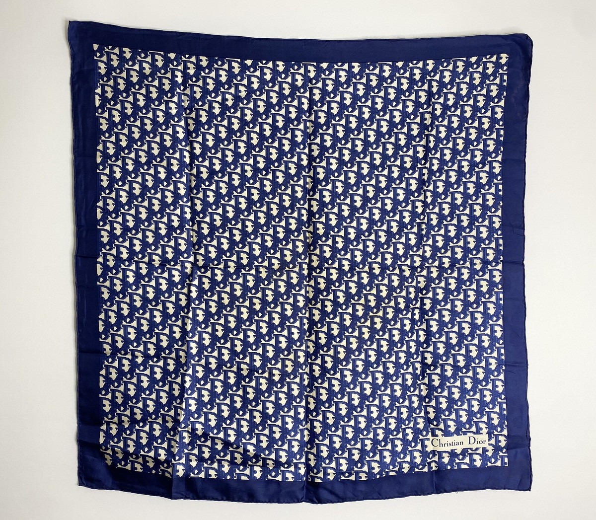 Vintage Christian Dior Trotter Silk Scarf Monogram Blue 30 Vintage Christian Dior Trotter Silk Scarf Monogram Blue 30