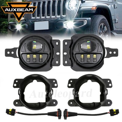 AUXBEAM 4''in LED Fog Lights W 2 Brackets For Wrangler JL JLU 2018 2019 2020-2023