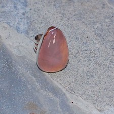 Romantic Pink Rose Quartz Vintage Style 925 Solid Sterling Silver Ring Size-6