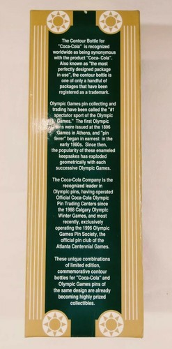 Coca Cola 1996 Atlanta 100th Anniversary Olympic Bottle & Pin in Display Box - Picture 2 of 12