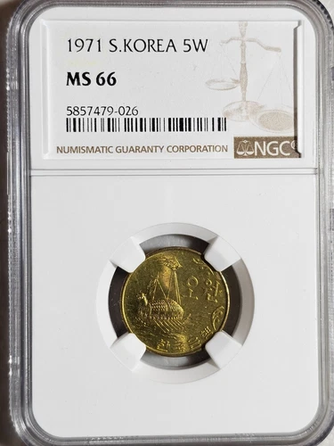 South Korea 5 Won 1971 NGC MS 66