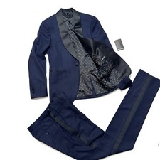 Bonobos 36 R Tuxedo Suit Wool Slim Fit Shawl Blazer Jacket Pants 29 Blue Black