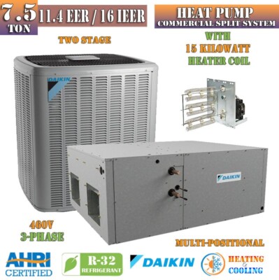 Daikin 7.5 Ton 11.4 EER 16 IEER Commercial Heat Pump System Two Stage 460V R32