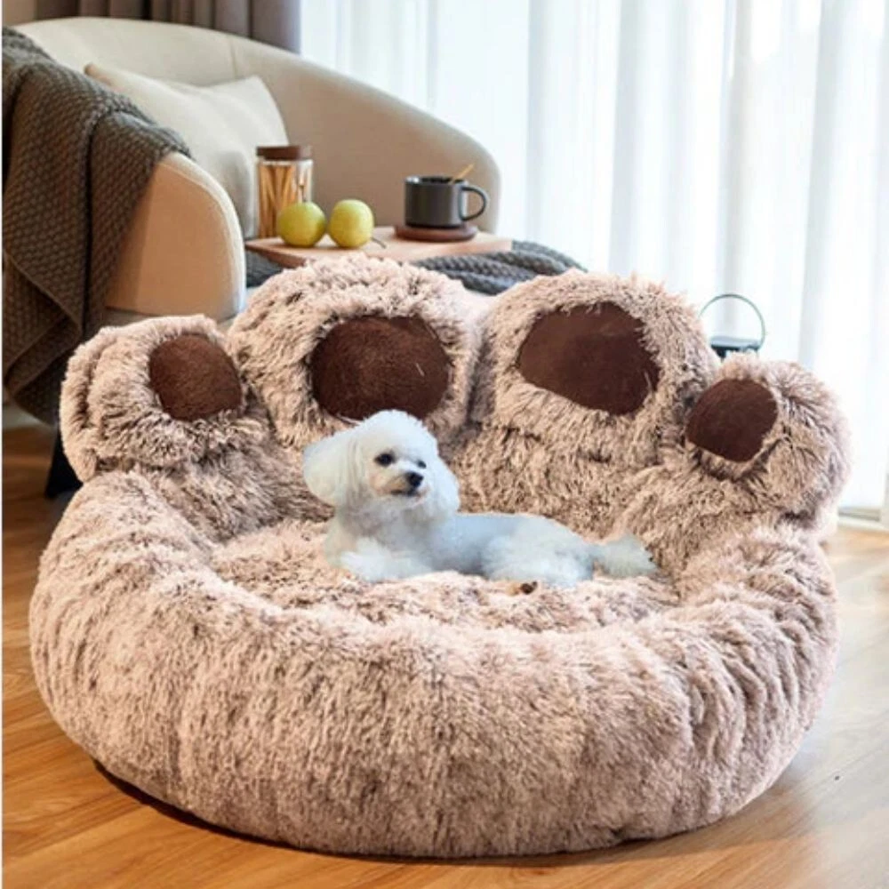 Large Luxury Soft Washable Pet Dog Cat Bed - Fuzzy Paw Cushion Warm Basket NEW