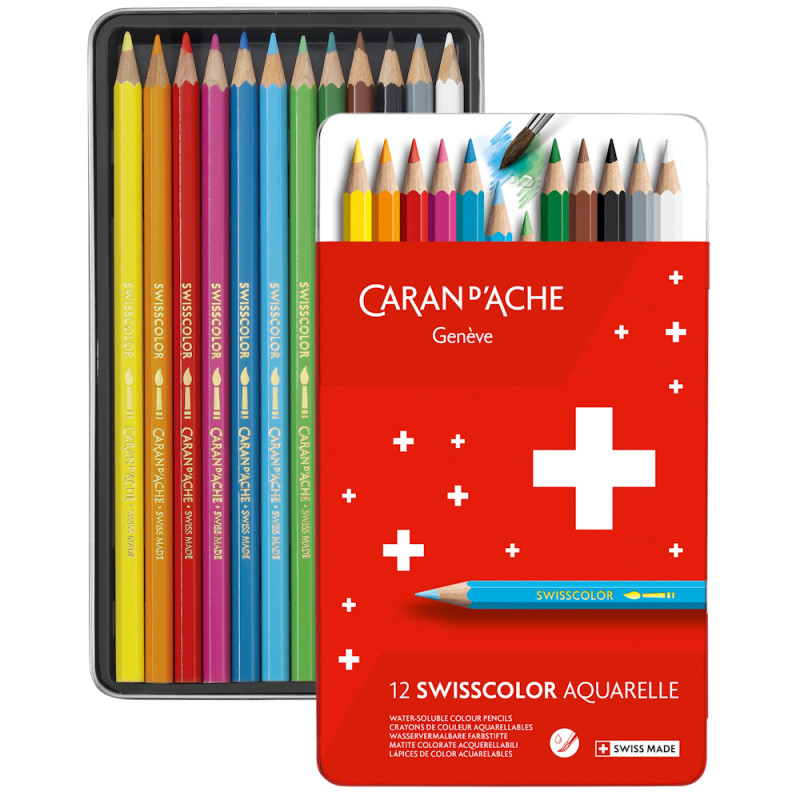 Caran d'Ache SWISSCOLOR Aquarelle Pencil Tin (12pc)
