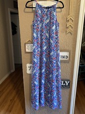 Women’s Old Navy Blue Floral Birds Maxi Dress Size Small EUC