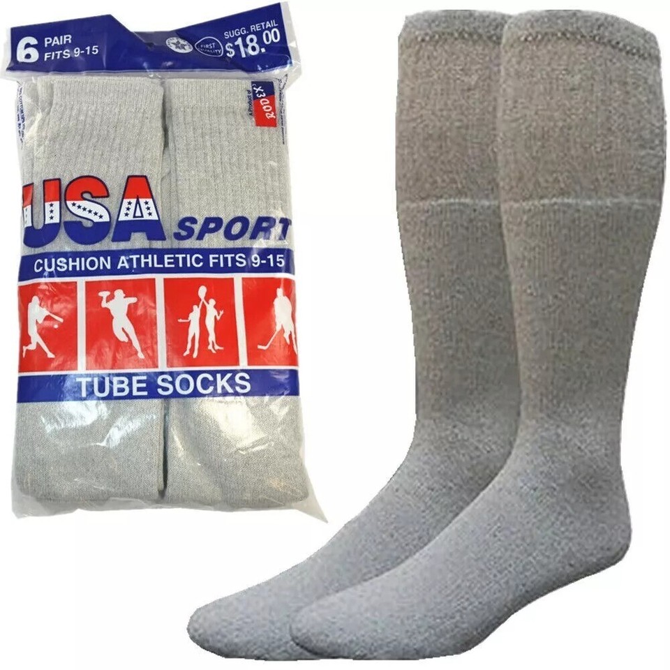 Bulk Lot Men's Over-the-Calf Tube Socks – Big & Tall Sizes 9-15, 12 To 60 Pairs, Cotton