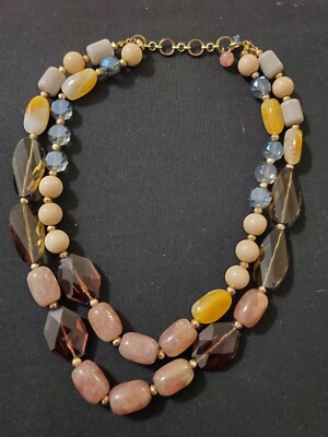 Womens Ann Taylor LOFT Chunky Boho Multi-Color GOLD, BLUE/GRAY, NEUTRAL Glass 