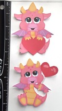 Lot of 2 Love Pink Dragon Balloon Heart Valentine SINGLE LAYER Embellishments131
