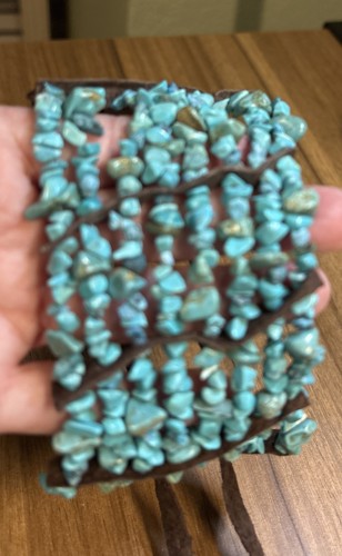 Mladen Grubic Jewellery Croatian Turquoise Leather Bracelet Cuff 2.5” Wide New - Picture 4 of 10