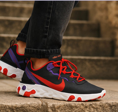 W Nike React Element 55 Black Red Purple Womens size 7.5 Shoes CQ9903 001