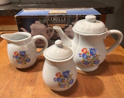 Corelle Coordinates Fresh Cut - Teapot With Sugar & Creamer Set