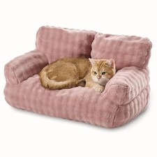 Cat Couch Bed, Cute Pet Sofa for Indoor Cats, 26"x15", Dusty Pink