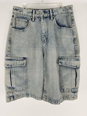 Rise Supply Co Light Wash Denim Pocketed Cargo Jeans Shorts Junior's Size 9