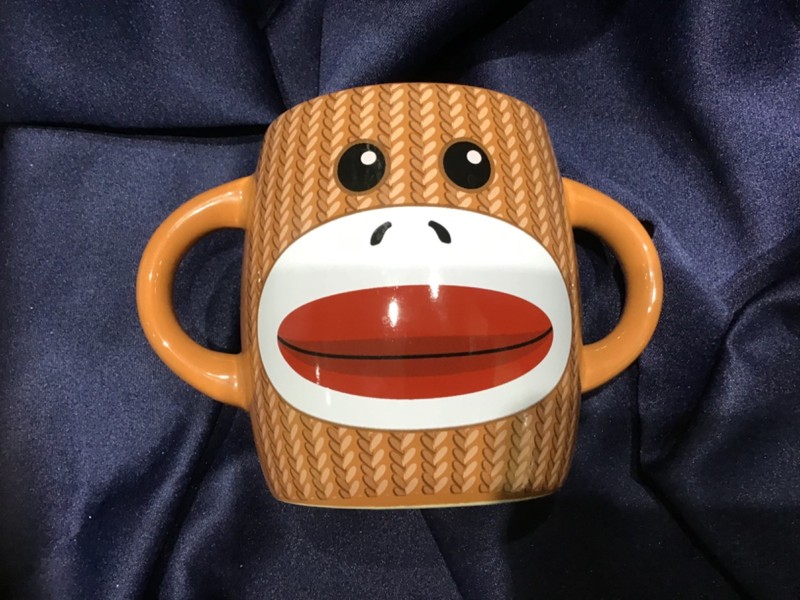 GALERIE 2 handle SOCK MONKEY MUG never used! NEW! EXCELLENT! 🐵🙉🙈🙊🐵