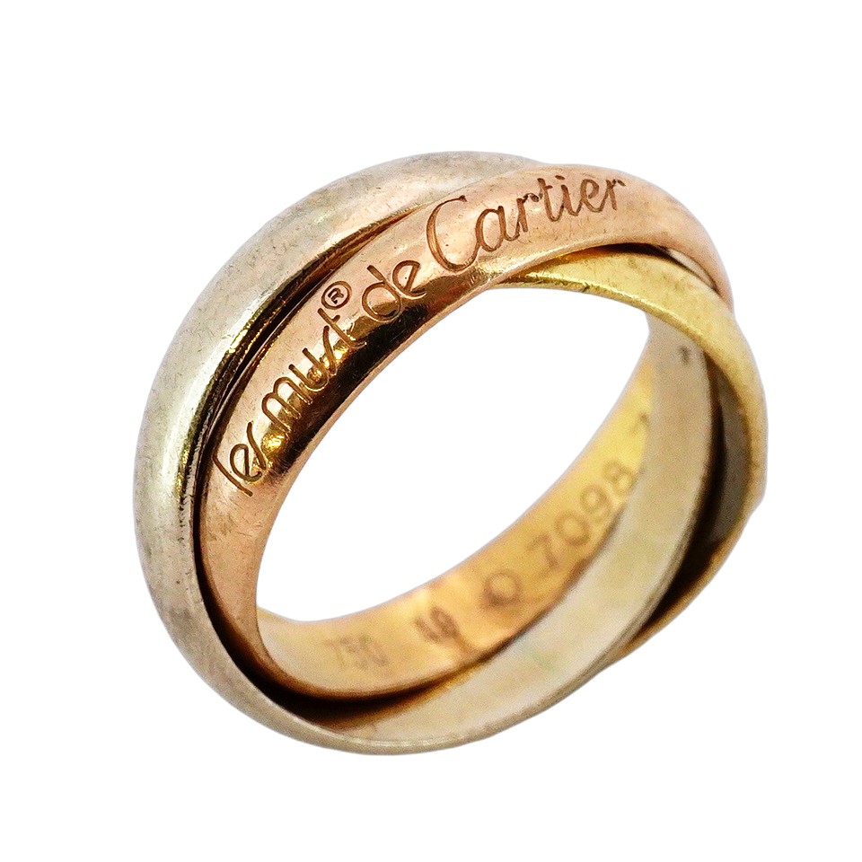 Cartier Trinity Ring 18K Yellow White Pink Gold Size 49 297279-image