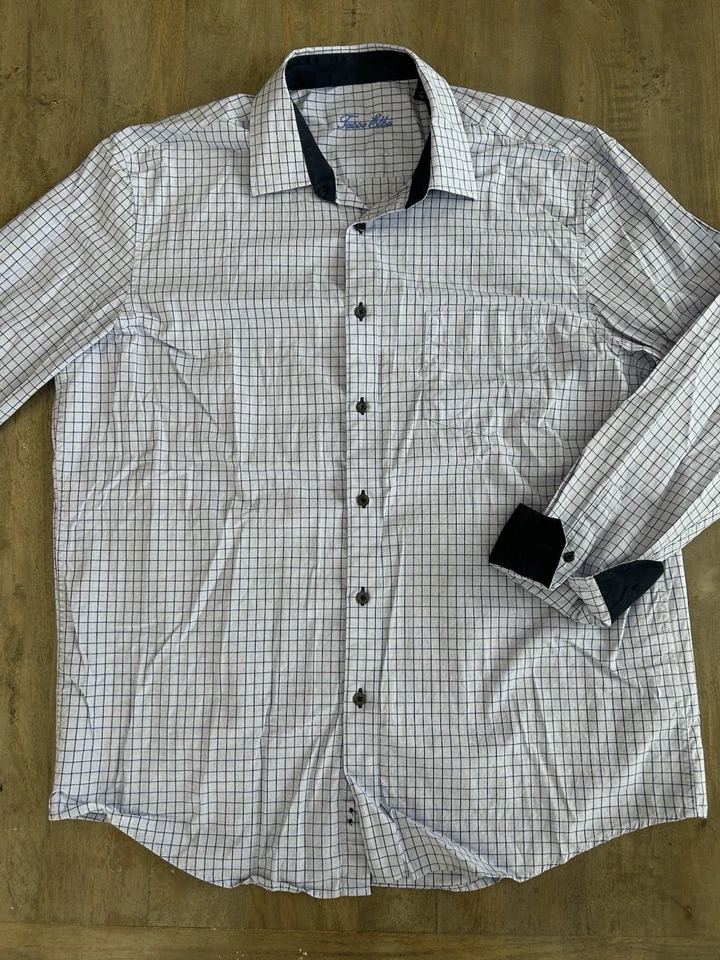 Lote de 2 camisas de vestir Tasso Elba abotonadas para hombre talla 15-16,5 verde azulado y púrpura Foto 2 de 4