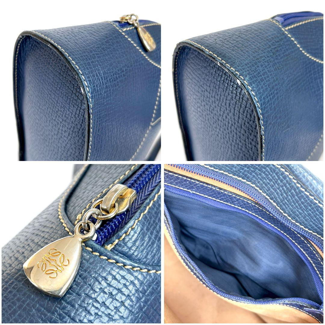 LOEWE Top Handle Bag in Grained Leather, Navy 37 Authentic LOEWE Top Handle Bag in Grained Leather, Navy 37 Authentic