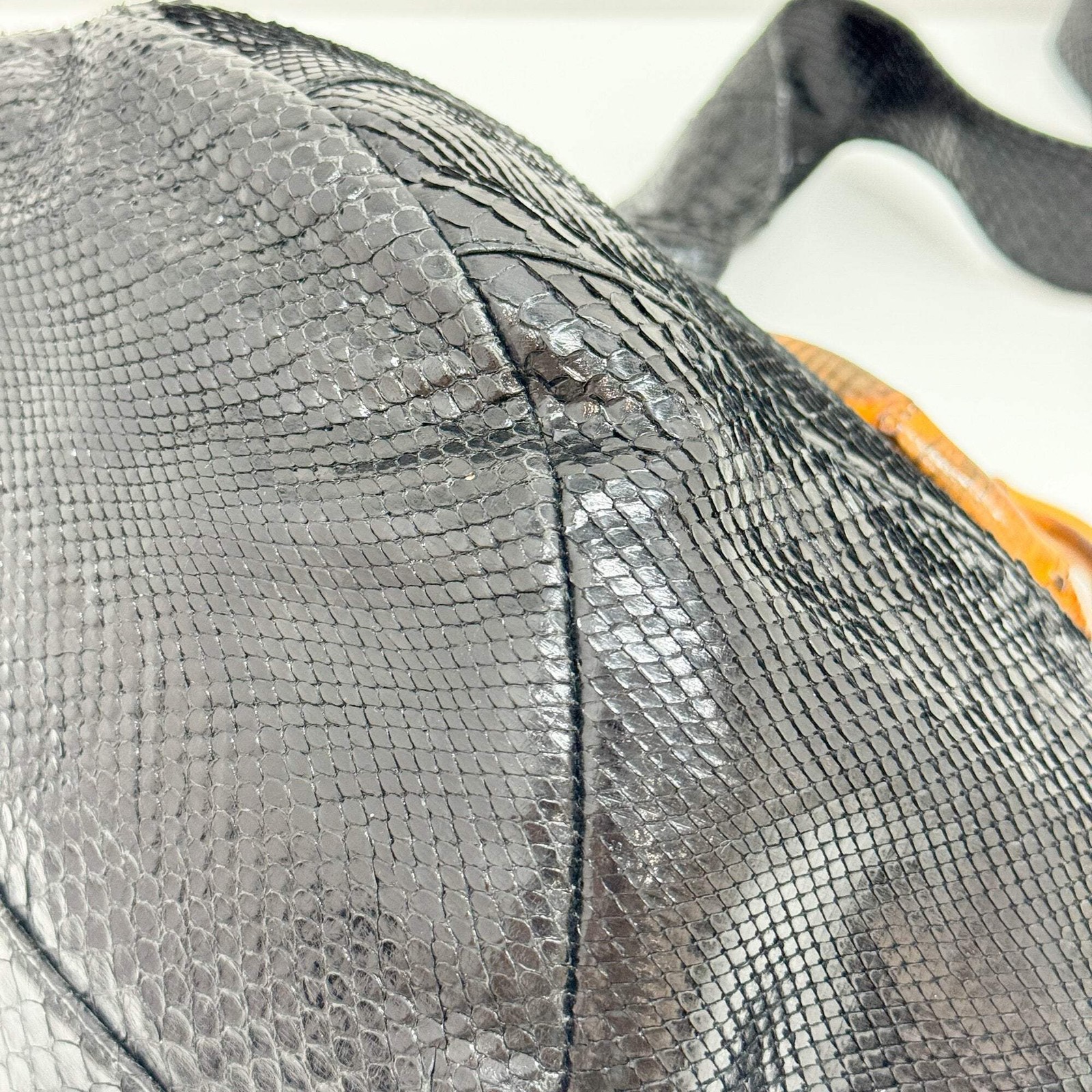 GUCCI Bamboo Black Python Embossed Leather Two Wa… - image 11