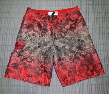 OP Ocean Pacific Board Shorts Size 32 Red/Grey All Over Print