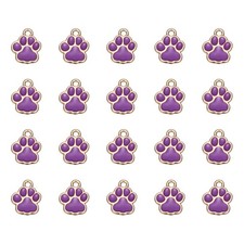 20Pcs Enamel Paw Print Charm Dog Paw Footprint Charms Metal Purple/Gold