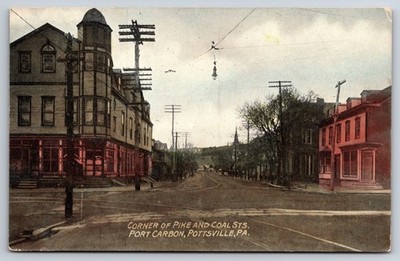 Corner of Pike & Coal Street Port Carbon Pottsville Pennsylvania PA c1910 PC