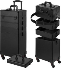 Rolling Makeup Case Makeup Train Case W/ Lid 5 in 1 Cosmetology Case on Wheels