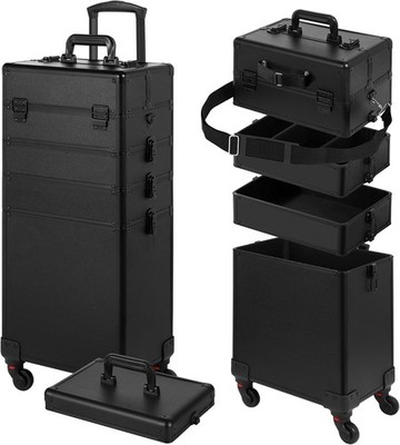 Rolling Makeup Case Makeup Train Case W/ Lid 5 in 1 Cosmetology Case on Wheels