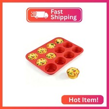 12 Cups Silicone Muffin Pans for Baking Cupcake Pan Nonstick Silicone Molds
