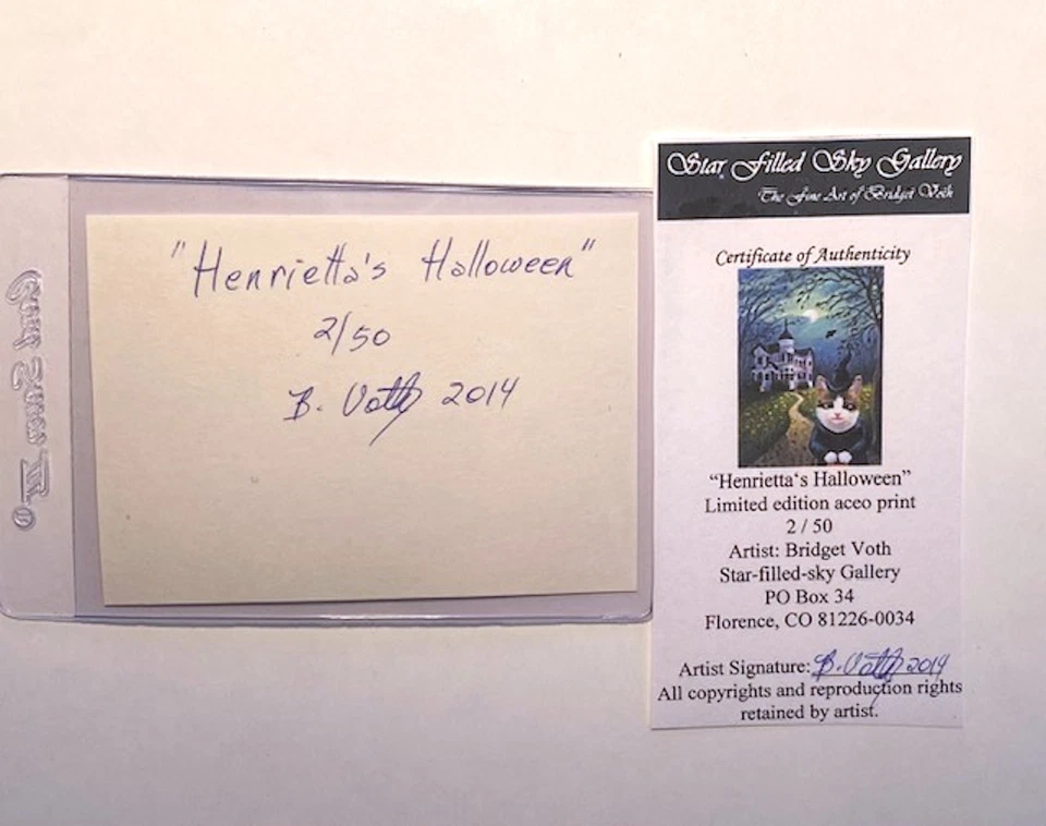 ACEO Original LE #2/50 Print Cat Witch Victorian Halloween by Bridget Voth 2014 - Image 3 of 4