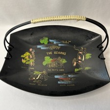 Vintage Old Matt’s Cabin Ozarks Souvenir Tray Dish With Handle 10" x 8"