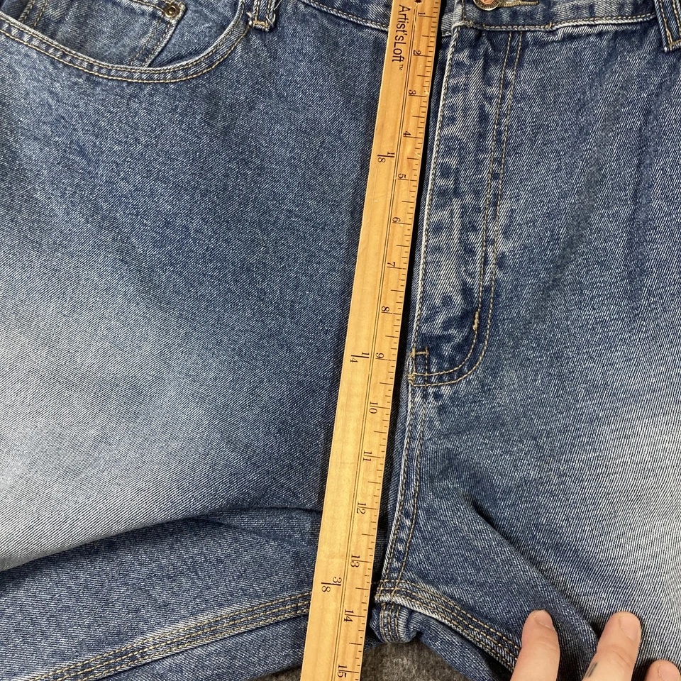 Pantalones Cortos de Jean Sueltos Y2K NYC Para Hombres 40 Denim Desteñido Lavado 14" Entrepierna Foto 4 de 4
