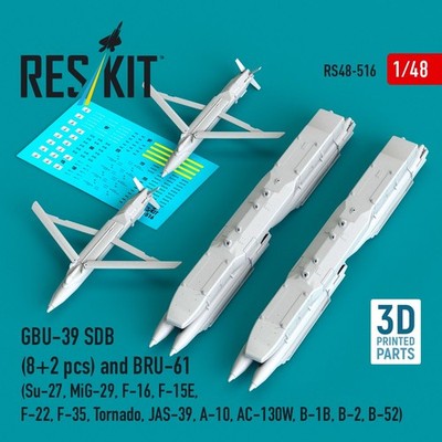 GBU-39 SDB (8 pcs) and BRU-61 (2 pcs) (1/48) RS48-0516 ResKit