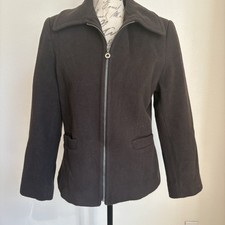 Vintage Kristen Blake Wool Coat Jacket Brown Zip Front USA Made Women’s Size M
