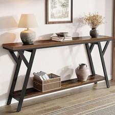 70.9-Inch Narrow Long Entryway Console Table, Industrial Sofa Table Behind Couch