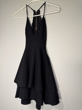 Windsor Black Asymmetrical V-Neck Layered Dress. NWOT. SKU BA103
