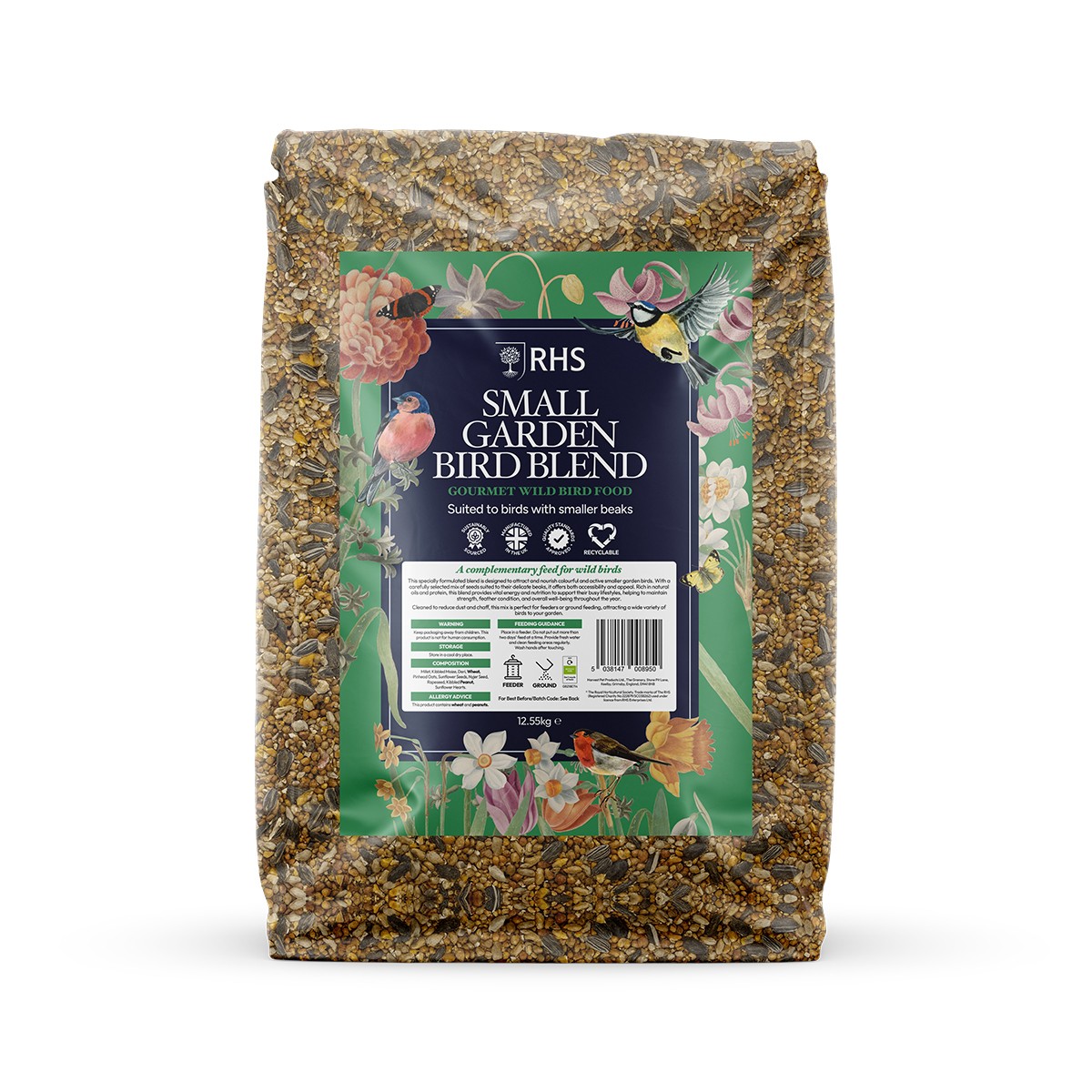 RHS Small Garden Bird Blend Bird Food - 12.5kg