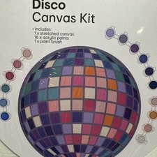 Disco Canvas Kit  Round Diameter 25cm  New  Sealed 16 Colours