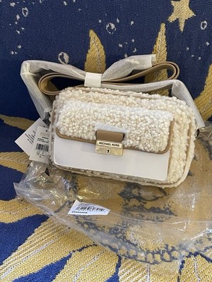 Michael Kors Bradshaw Extra-Small Faux Shearling Crossbody Camera Bag Peanut