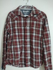 Wrangler Retro Men's Sz M Western Shirt Long Sleeve Pearl Snap Red Plaid C184