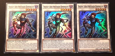 Yu-Gi-Oh! 3x Soldat der finsteren Dimension, BACH-DE043, SR, 1. A., Deutsch, NM - Bild 1 von 2