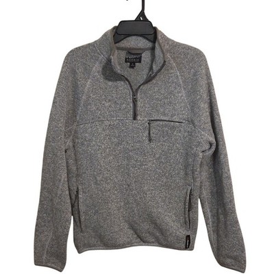 J. Crew Mens Grey Nordic Zip Pullover Jacket All Weather Polartec Sweater Fleece