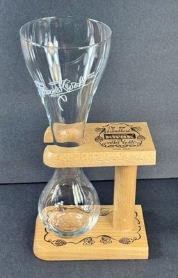 Pauwel Kwak Belgian Beer Glass with Wooden Stand Brewery Collectible