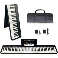88 Key Foldable Digital Piano, Full Size Semi-Weighted Keys, Portable Electri...