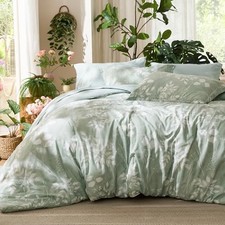 Comforter Set - 7 Pieces Sage Green GentleSoft Floral Queen 01 - Sage Green