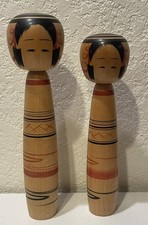 Traditional Vintage Set Of 2 Kokeshi Dolls Signed And Dated 1978 Beautiful!